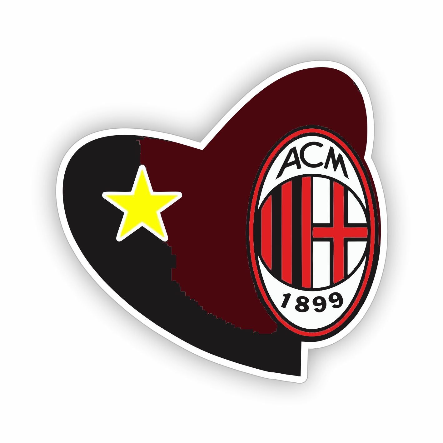 Adesivo Sagomato Cuore Milan | Sticker PVC per Auto e Moto