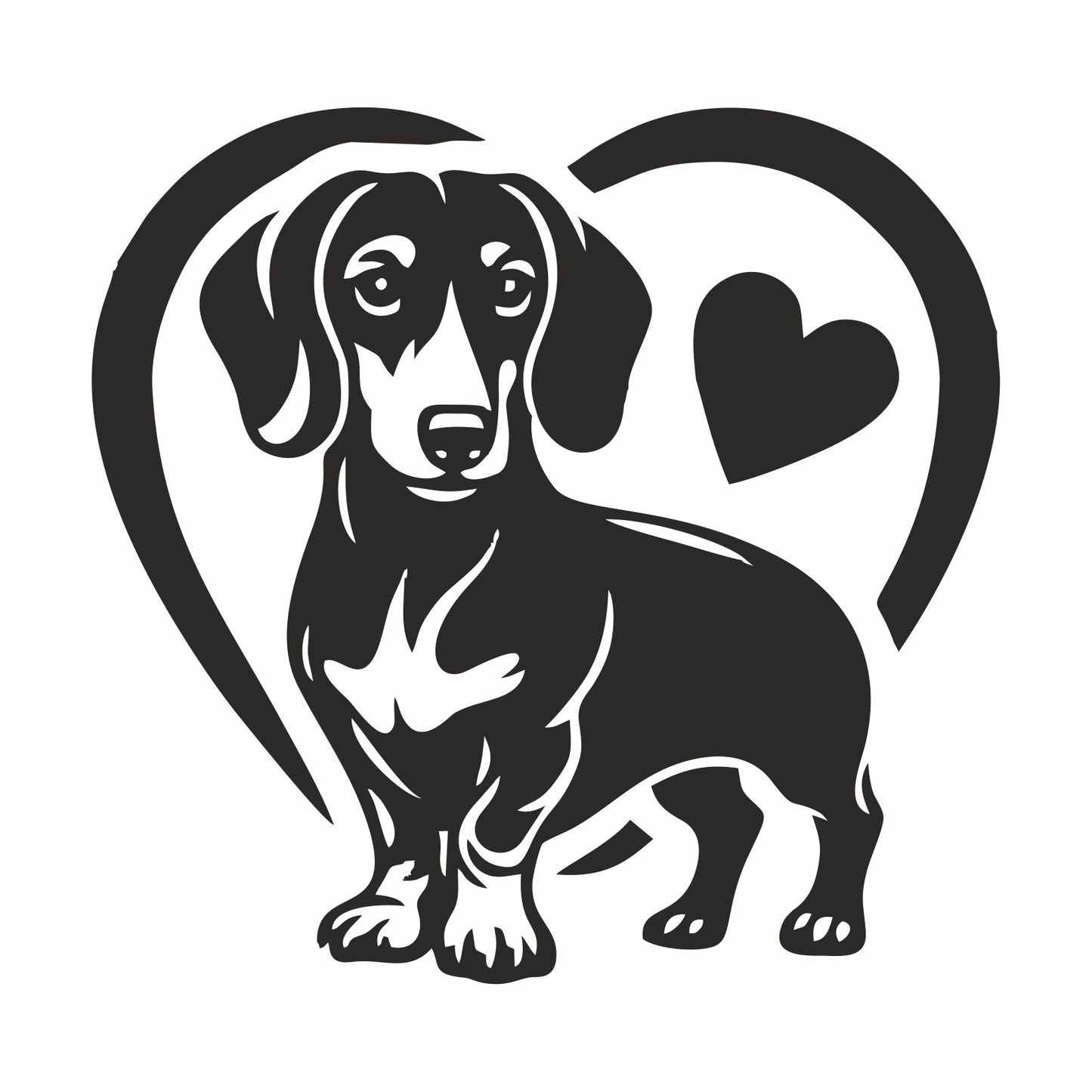 Adesivo Prespaziato Cane Razza Bassotto con cuore adatto per auto moto camper PC