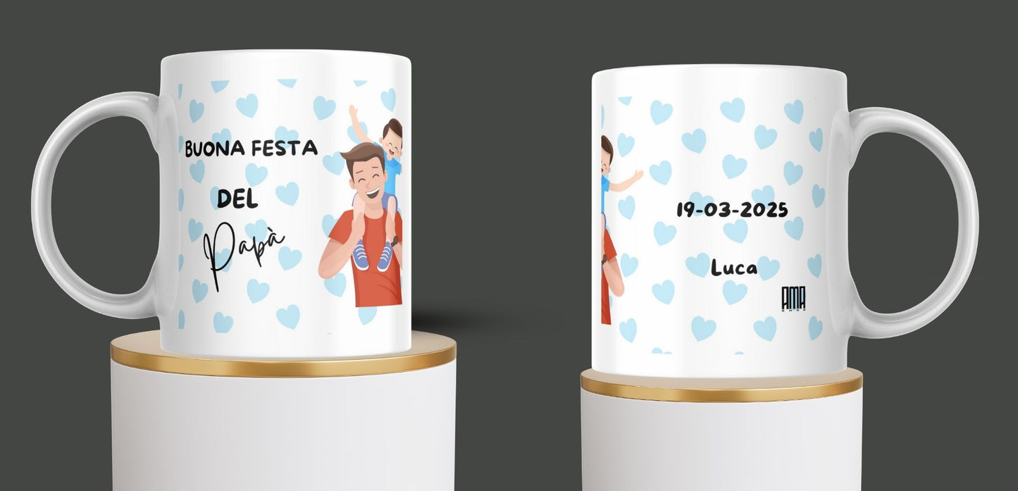 Tazza ' Festa del papà cuori ' puoi personalizzarla con nome