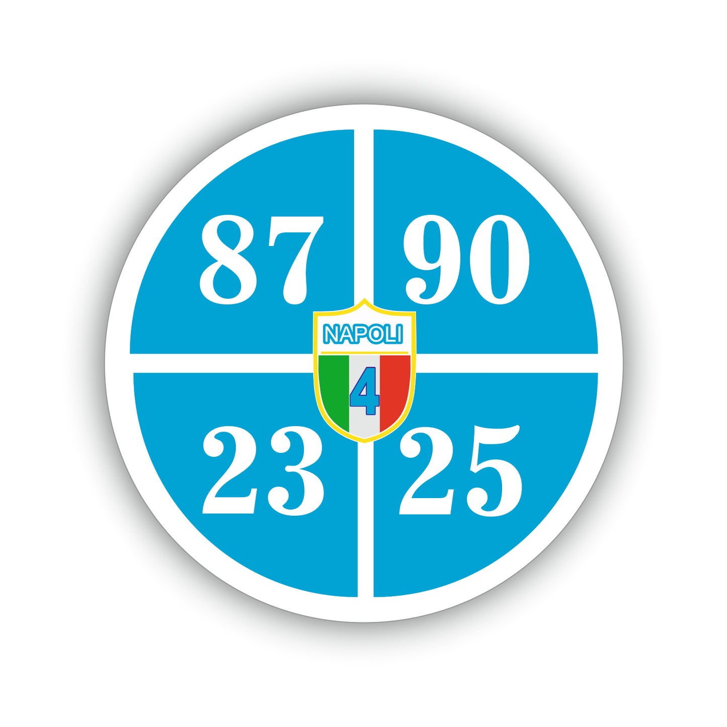Adesivo Napoli Campioni d'Italia date dei 4 scudetti + 2 adesivi da 10 cm in omaggio