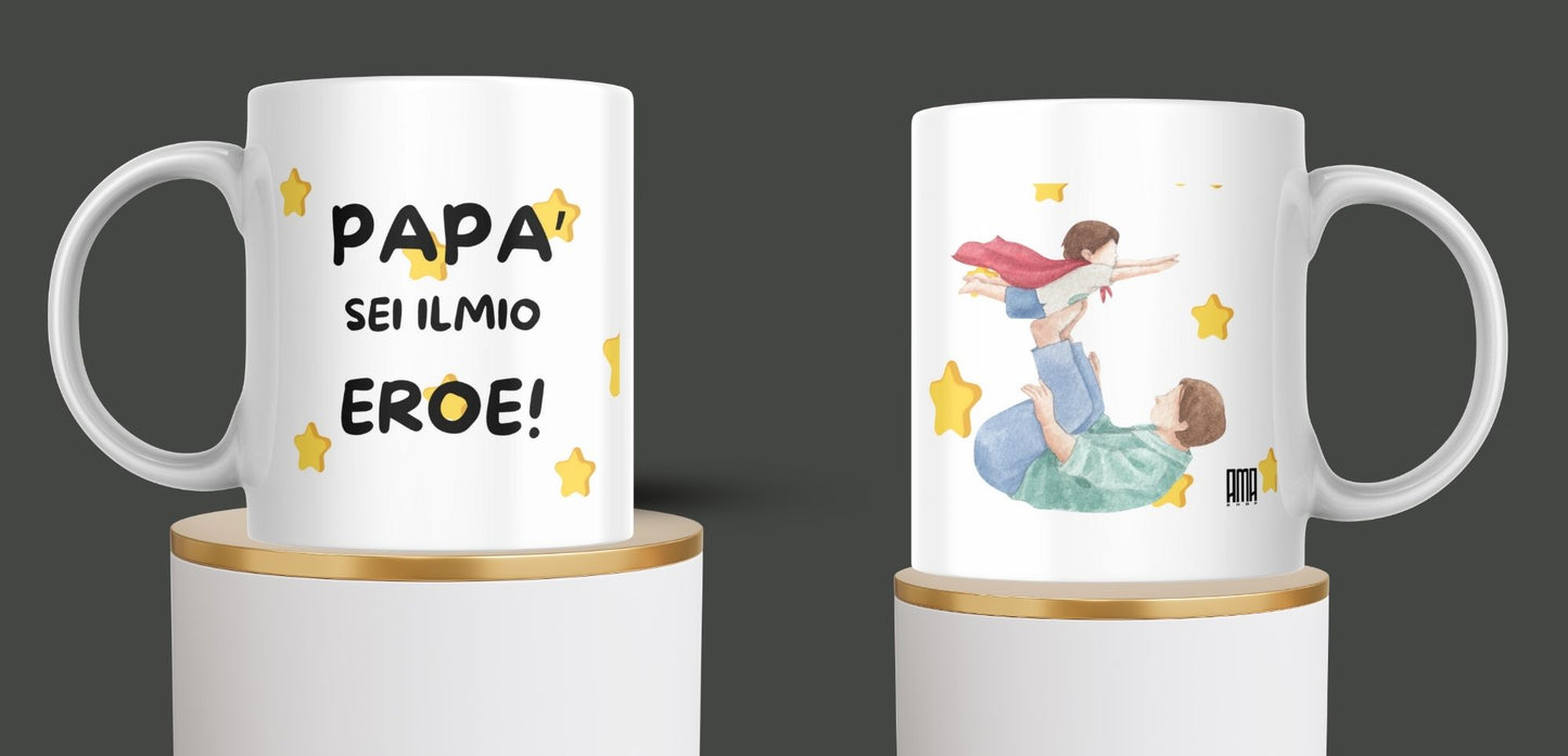Tazza ' papà eroe ' puoi personalizzarla con nome