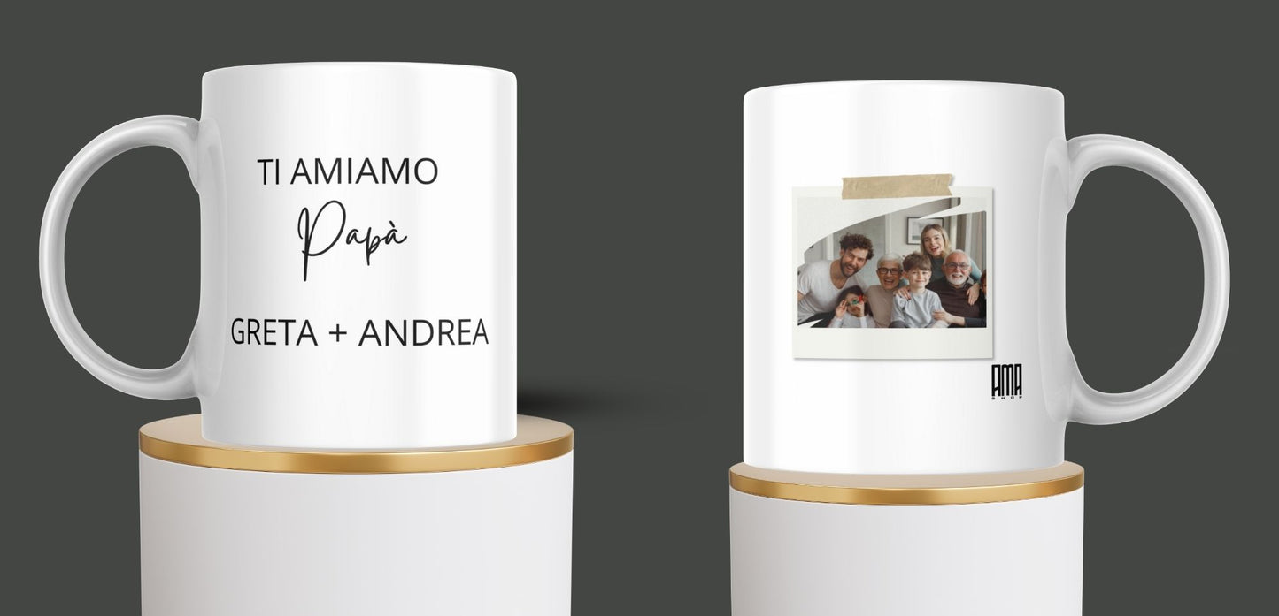 Tazza ' Polaroid papà ' puoi personalizzarla con nome e foto