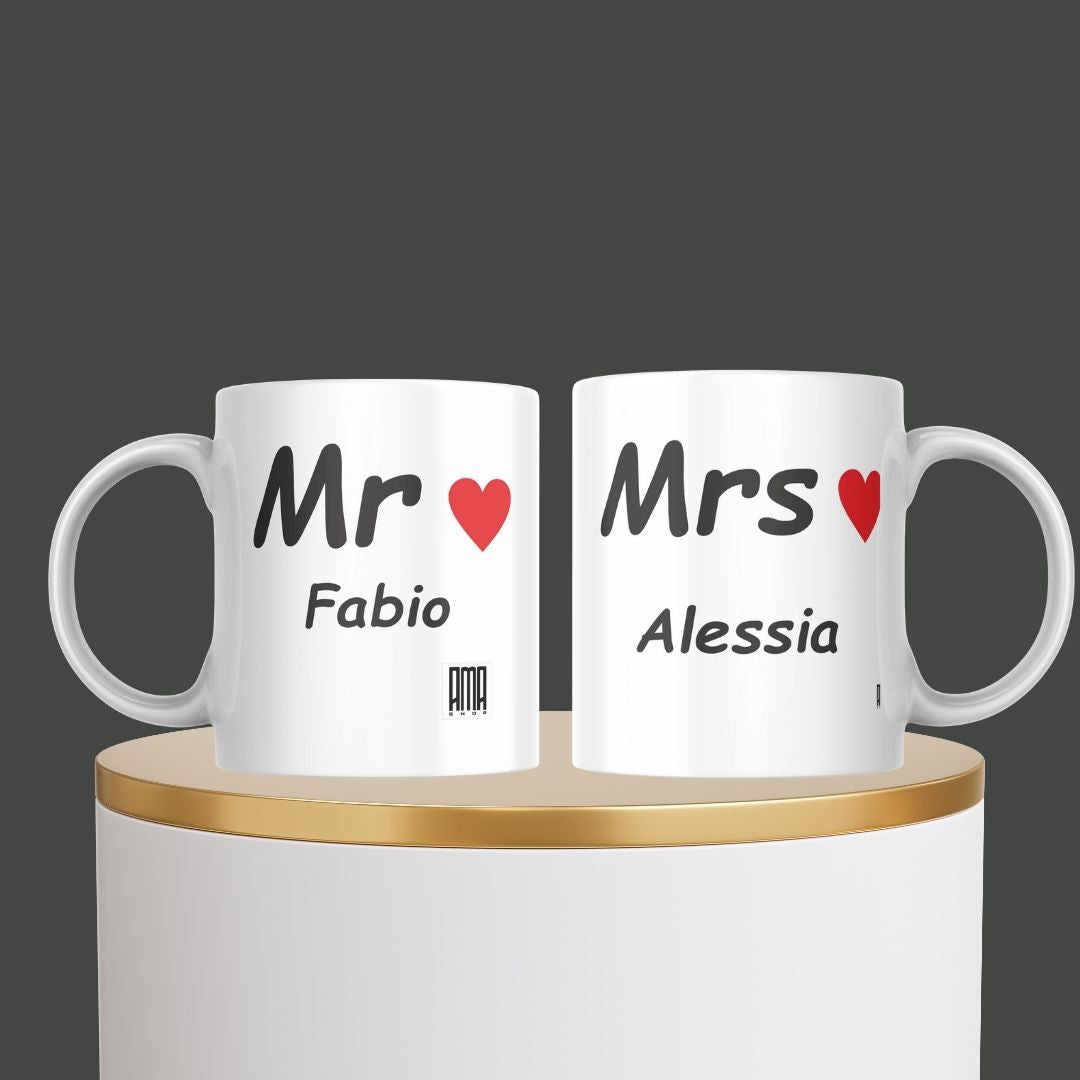 Tazza “Mr&Mrs” personalizzabile con stampa su due lati