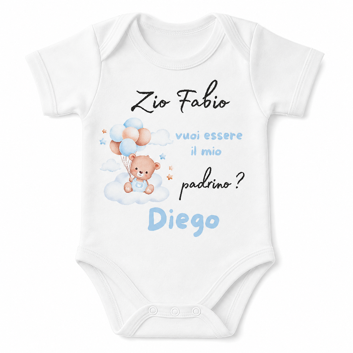 Body Neonato ''Vuoi essere il mio padrino/madrina?'' Personalizzabile con Nome
