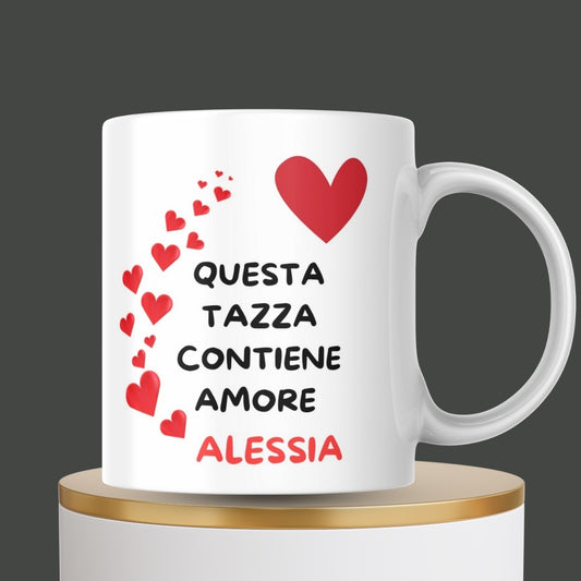 Tazza “Questa tazza contiene amore” personalizzabile