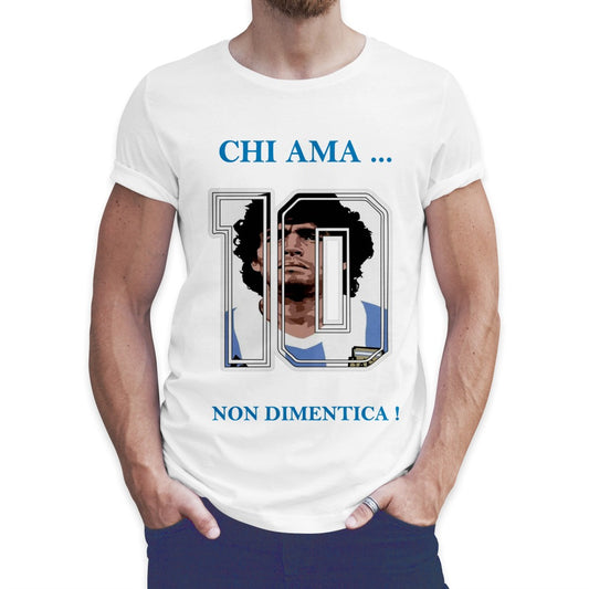 T-Shirt ‘NAPOLI’ chi ama non dimentica |Numero 10 |Maradona |bianca