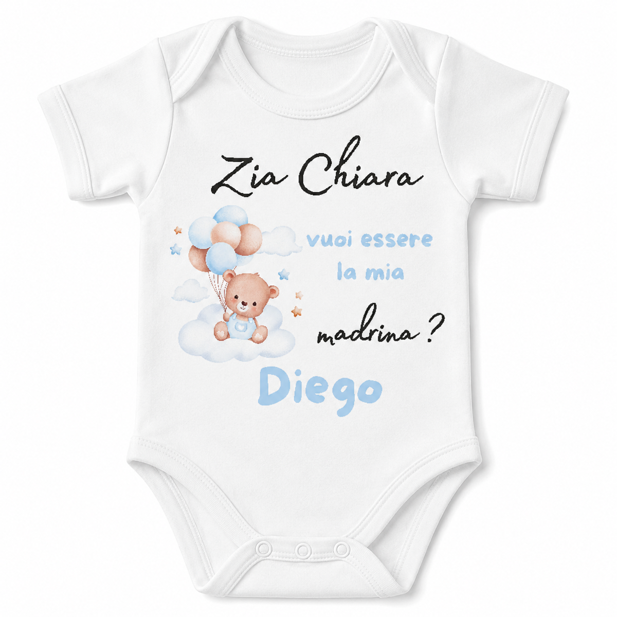 Body Neonato ''Vuoi essere il mio padrino/madrina?'' Personalizzabile con Nome