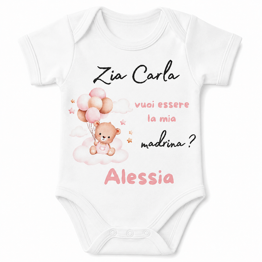 Body Neonato ''Vuoi essere la mia madrina / il mio padrino?'' Personalizzabile con Nome