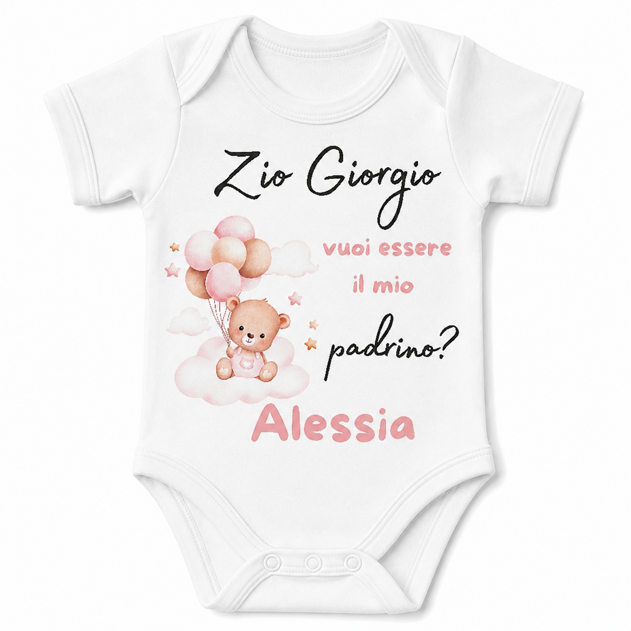 Body Neonato ''Vuoi essere la mia madrina / il mio padrino?'' Personalizzabile con Nome