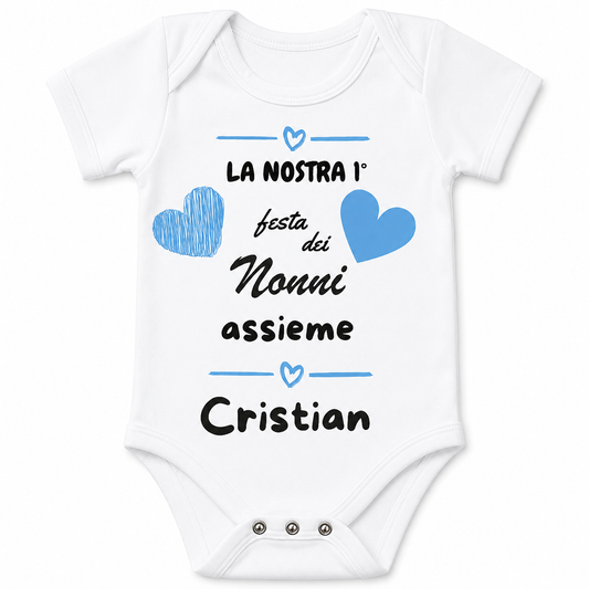 Body Neonato ''Festa dei Nonni'' Celeste Personalizzabile con Nome