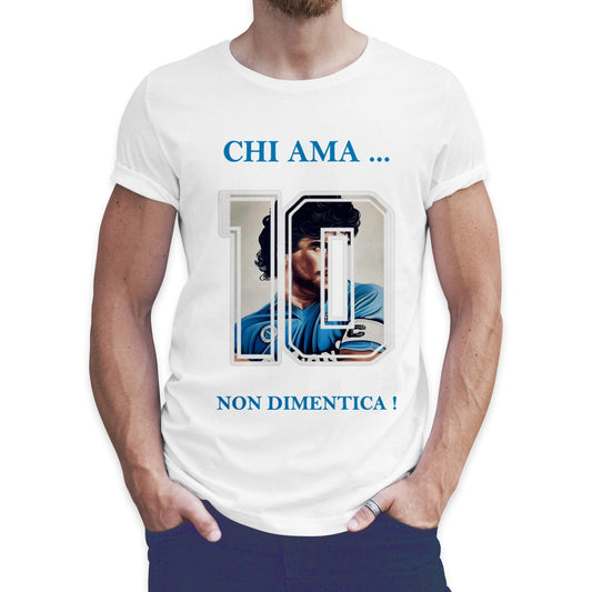 T-Shirt ‘NAPOLI’ chi ama non dimentica |Numero 10 |Maradona |bianca mod.2
