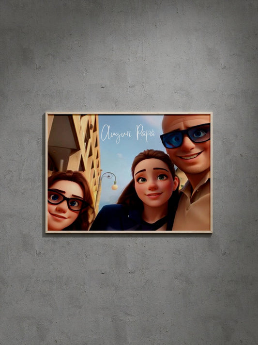 Quadro ' FAVOLA ' la tua foto trasformata in cartone 3d con cornice
