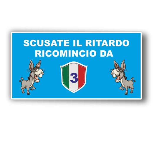 Adesivo divertente Napoli ricomincio da '3'| Supporter calcio |Napoli scudetto