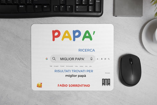 Tappetino mouse 'Google per il papà ' personalizzabile con nome e parola barra di ricerca
