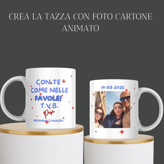 Tazza '  Con la tua foto a Fumetto'  per il tuo papà puoi personalizzarla con nome