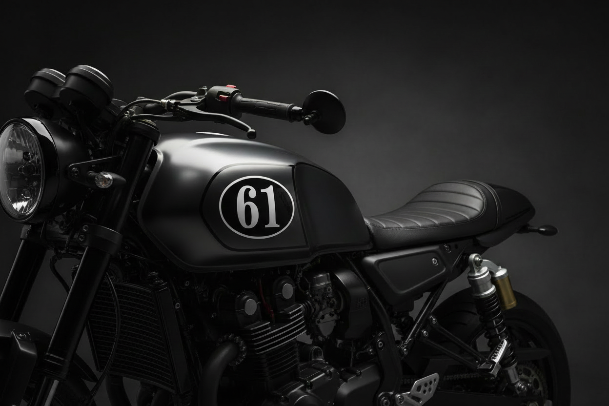 Adesivo 61 più piccolo su moto