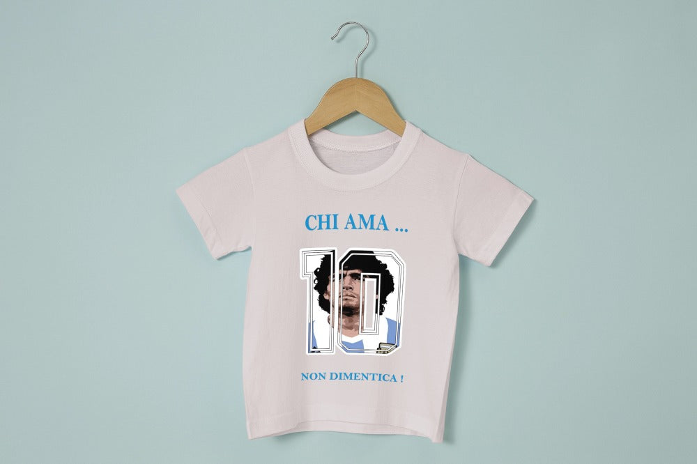 T-Shirt ‘NAPOLI’ bambino chi ama non dimentica |Numero 10 |Maradona |bianca