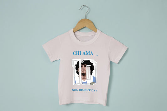 T-Shirt ‘NAPOLI’ bambino chi ama non dimentica |Numero 10 |Maradona |bianca
