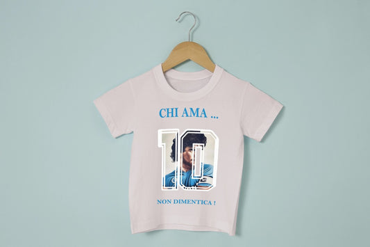 T-Shirt ‘NAPOLI’ bambino chi ama non dimentica |Numero 10 |Maradona |bianca mod.2