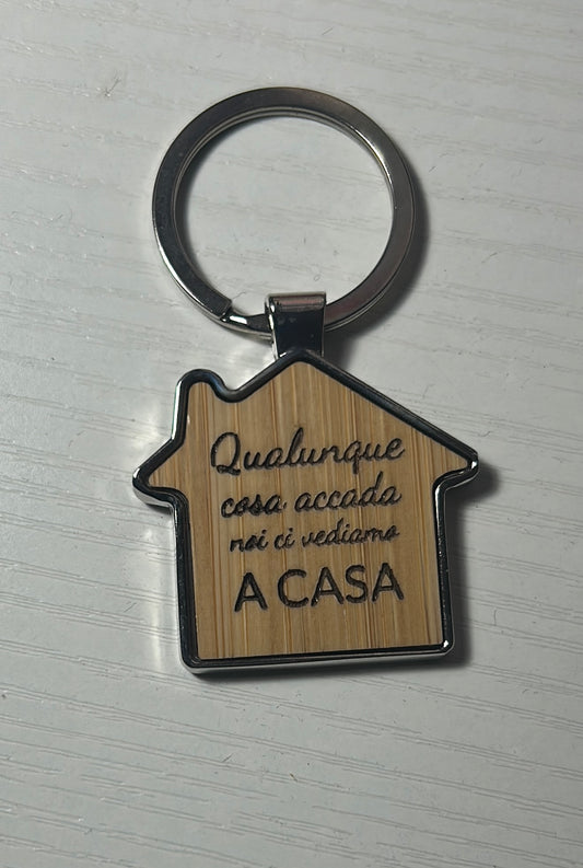 Portachiavi 'CASA' in legno e acciaio personalizzabile
