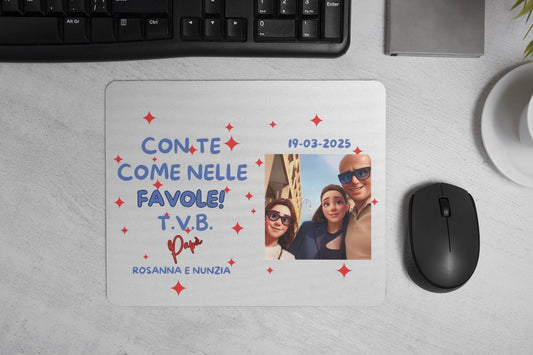 Tappetino mouse Fumetto  personalizzabile con nome e foto trasformata in cartone