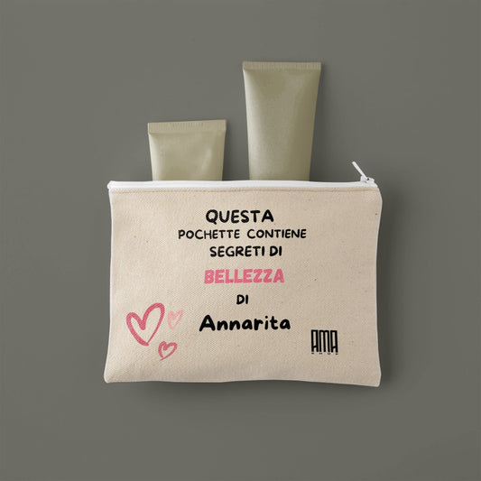 Pochette 'Contiene bellezza ' personalizzabile con nome