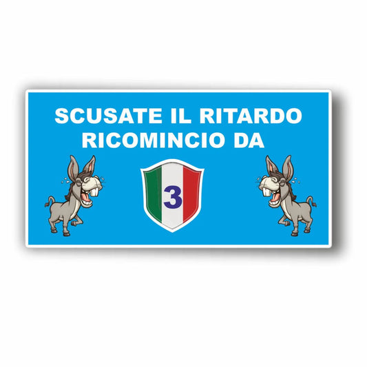 Adesivo divertente Napoli ricomincio da '3' - Supporter calcio