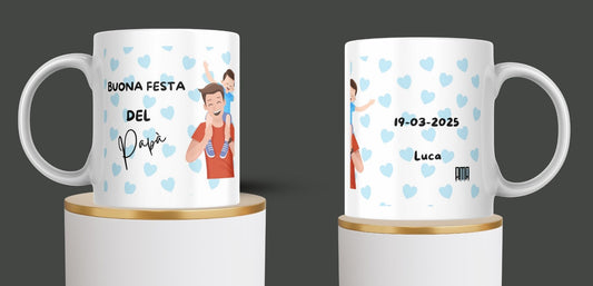 Tazza ' Festa del papà cuori ' puoi personalizzarla con nome