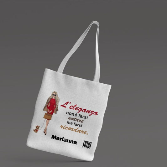 Shopper  in canvas ''L' eleganza'' personalizzabile con nome
