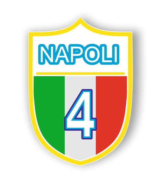 Adesivo Napoli Campioni d'Italia 4° scudetto + 2 adesivi da 10 cm in omaggio