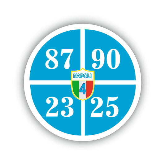 Adesivo Napoli Campioni d'Italia date dei 4 scudetti   + 2 adesivi da 10 cm in omaggio