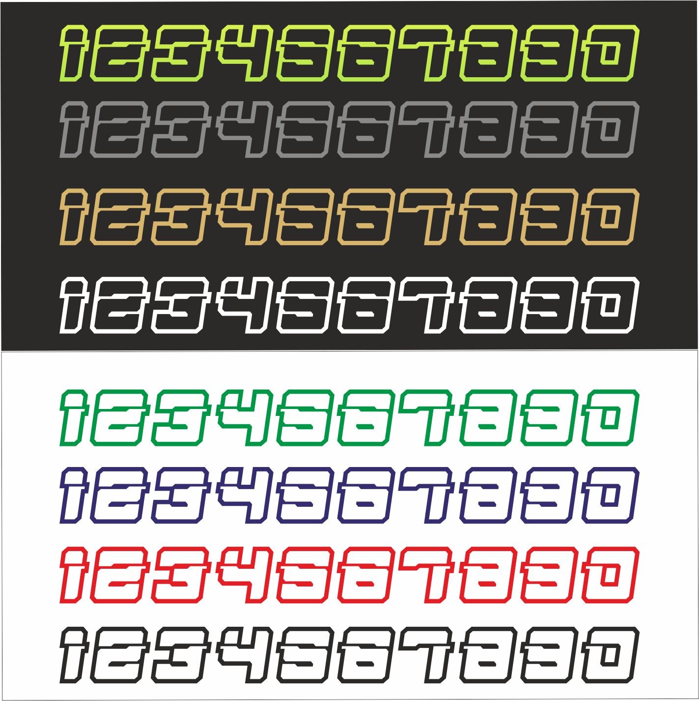 Adesivo prespaziato numero racing mod.8 personalizzabile adatto per auto moto pc