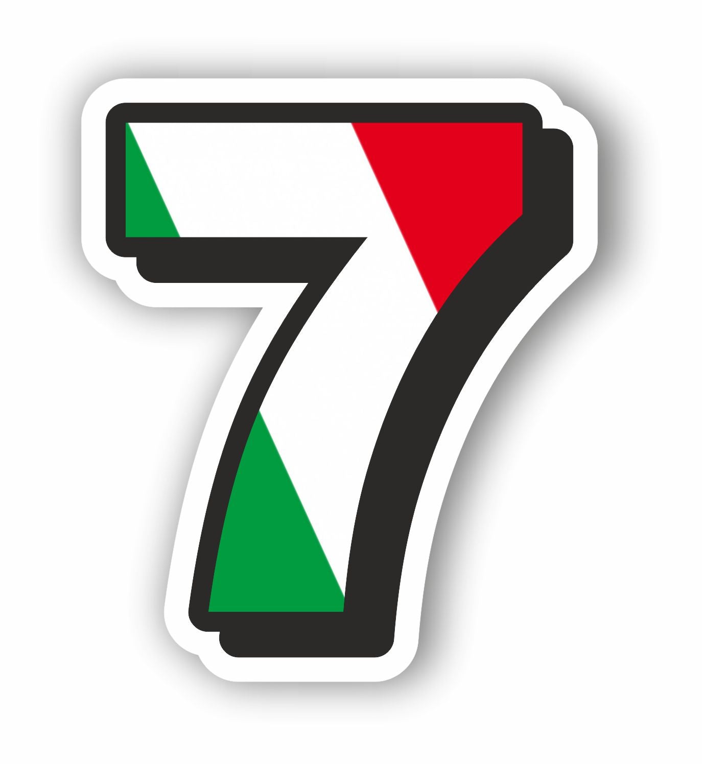 Adesivo Sagomato Numero tricolore  – Personalizzabile per Auto, Moto e PC