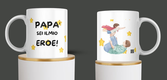 Tazza ' papà eroe ' puoi personalizzarla con nome