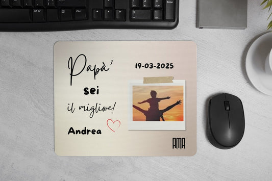 Tappetino mouse 'Papà sei il migliore ' personalizzabile con nome e foto