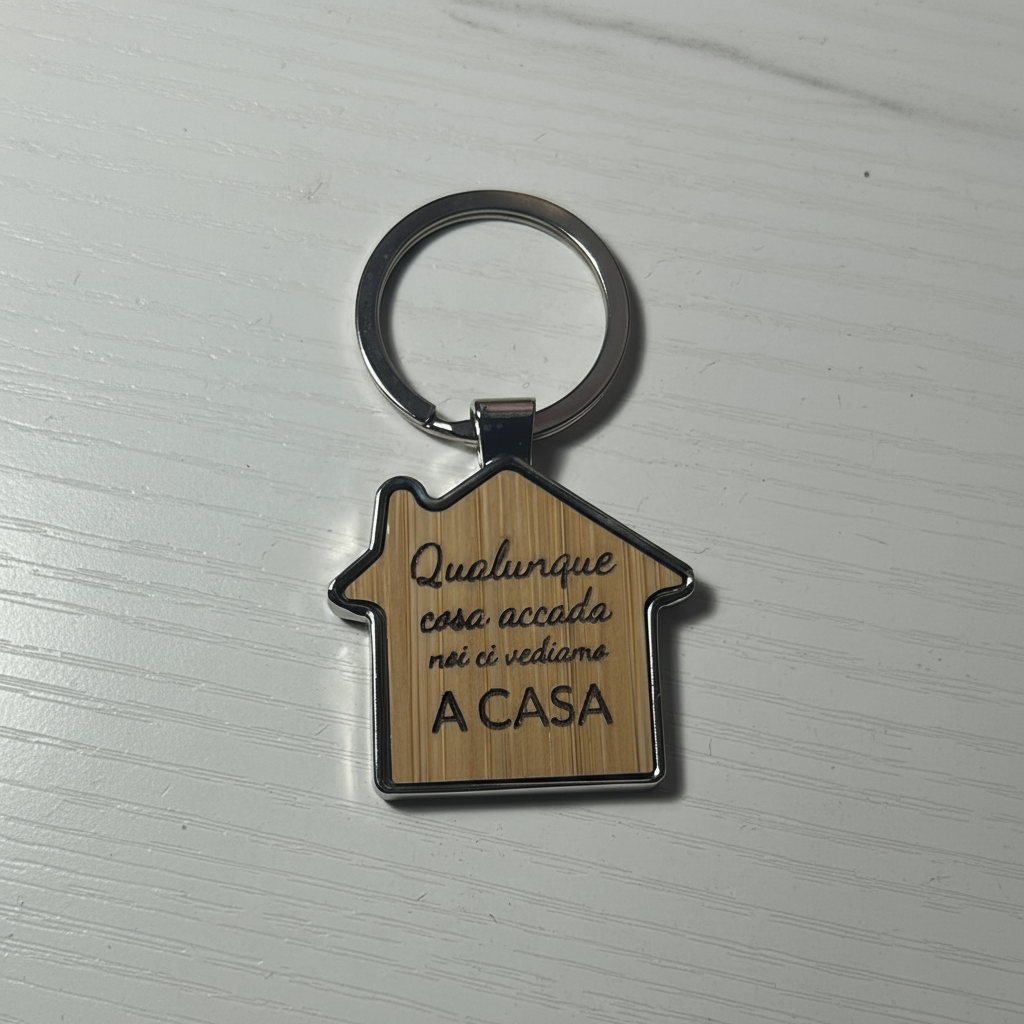 Portachiavi 'CASA' in legno e acciaio personalizzabile