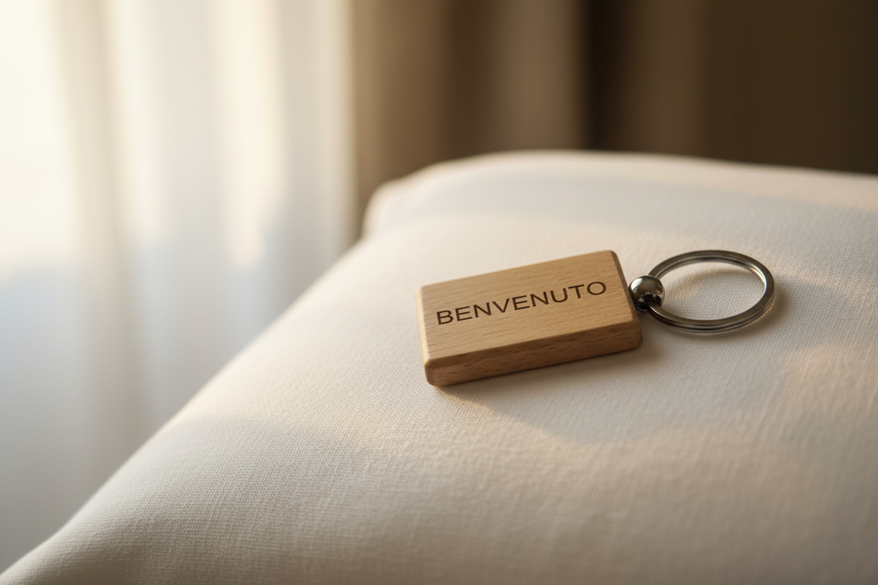 Portachiavi su cuscino hotel