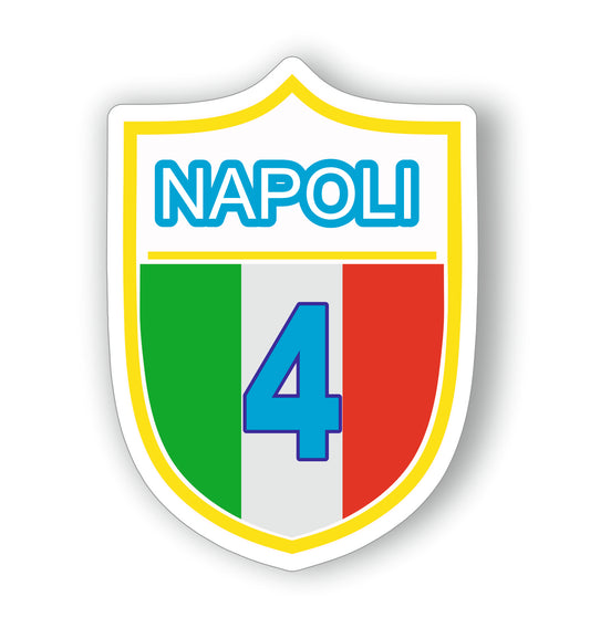 Adesivo Napoli Campioni d'Italia 4° scudetto Mod.2  + 2 adesivi da 10 cm in omaggio
