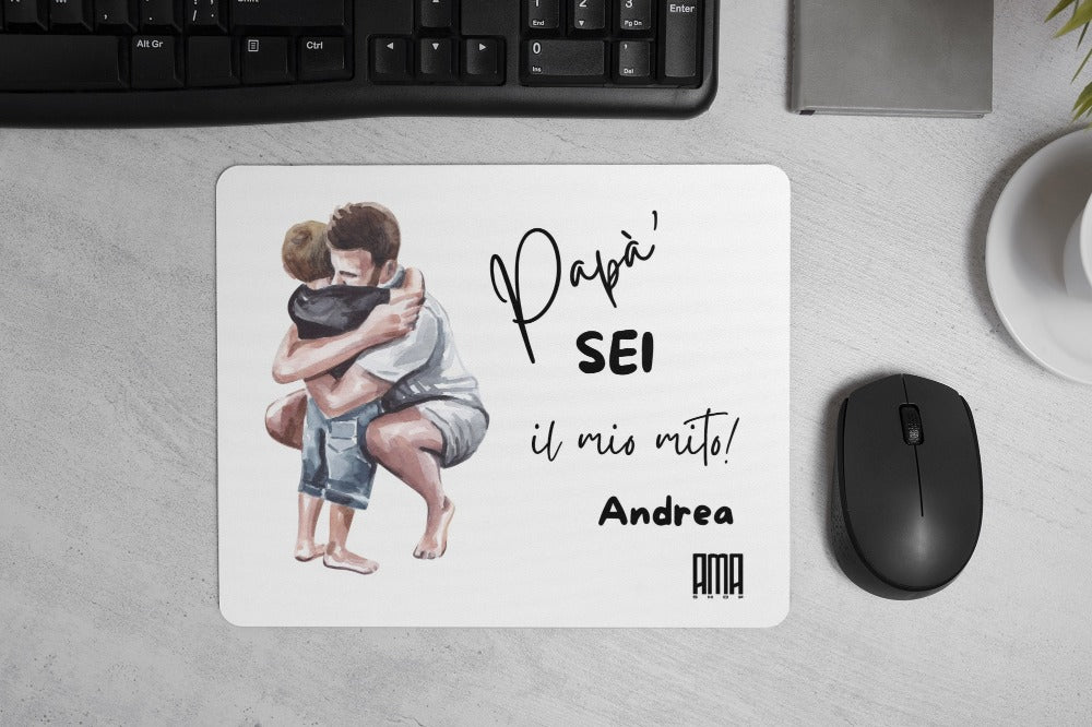 Tappetino mouse 'Papà sei il mio mito ' personalizzabile con nome