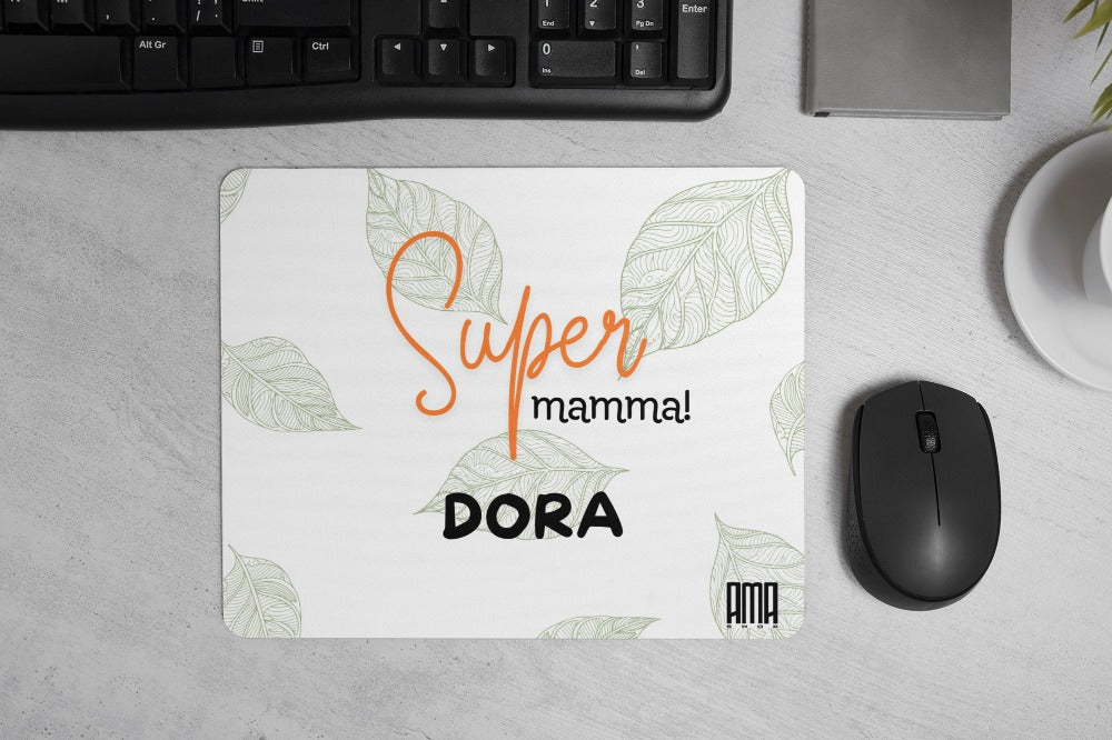 Tappetino mouse 'super mamma' personalizzabile con nome,data o dedica