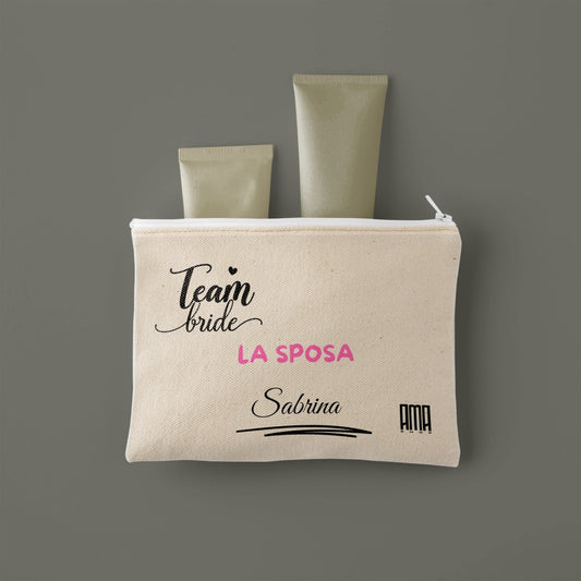 Pochette 'Team bride la sposa. ' personalizzabile con nome