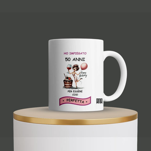 Tazza “Compleanno 50 anni” femminile personalizzabile