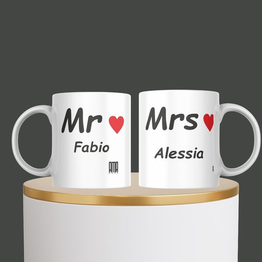 Tazza “Mr&Mrs” personalizzabile con stampa su due lati