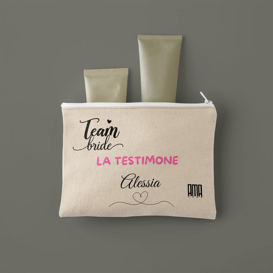 Pochette 'Team bride la testimone' personalizzabile con nome
