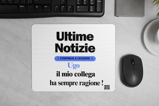 Tappetino mouse ' Ultime notizie ' personalizzabile con nome, data o dedica